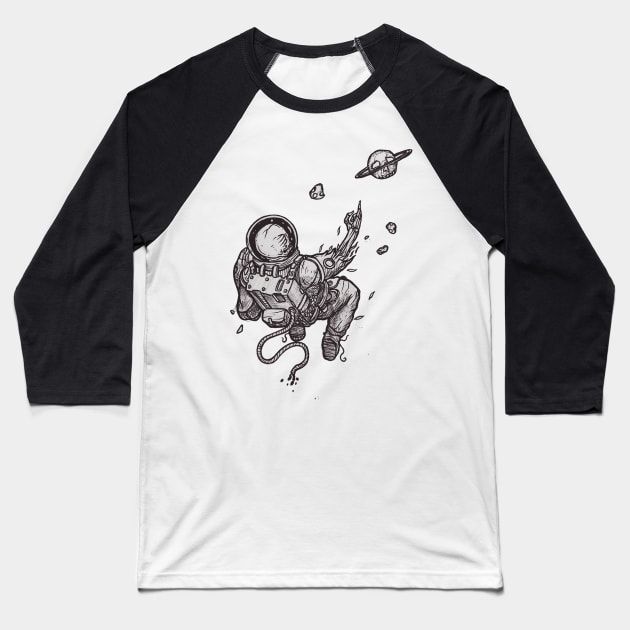 astronout flew Baseball T-Shirt by pesidsg